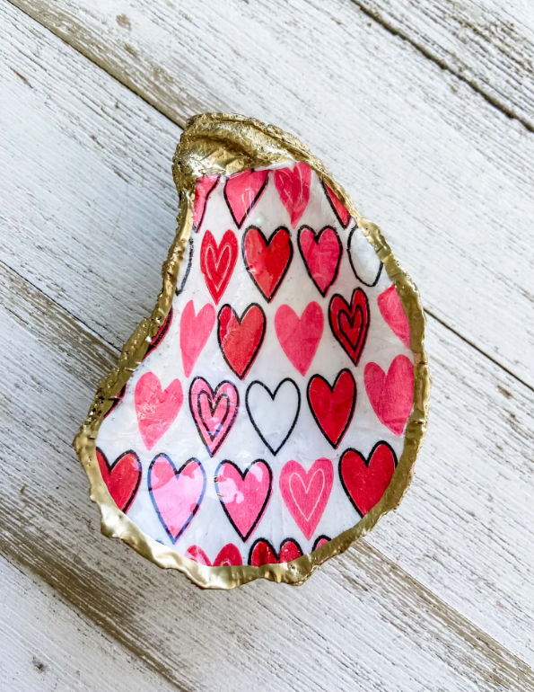 Bold Hearts Oyster Shell Ring Dish