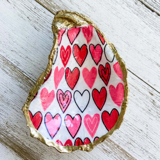 Bold Hearts Oyster Shell Ring Dish