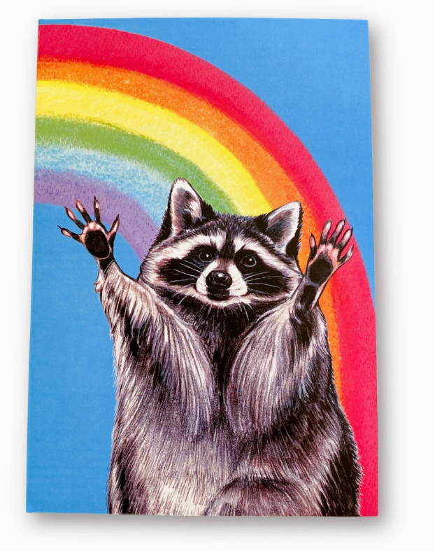 Rainbow Raccoon A5 Lined Lay-Flat Softcover Journal